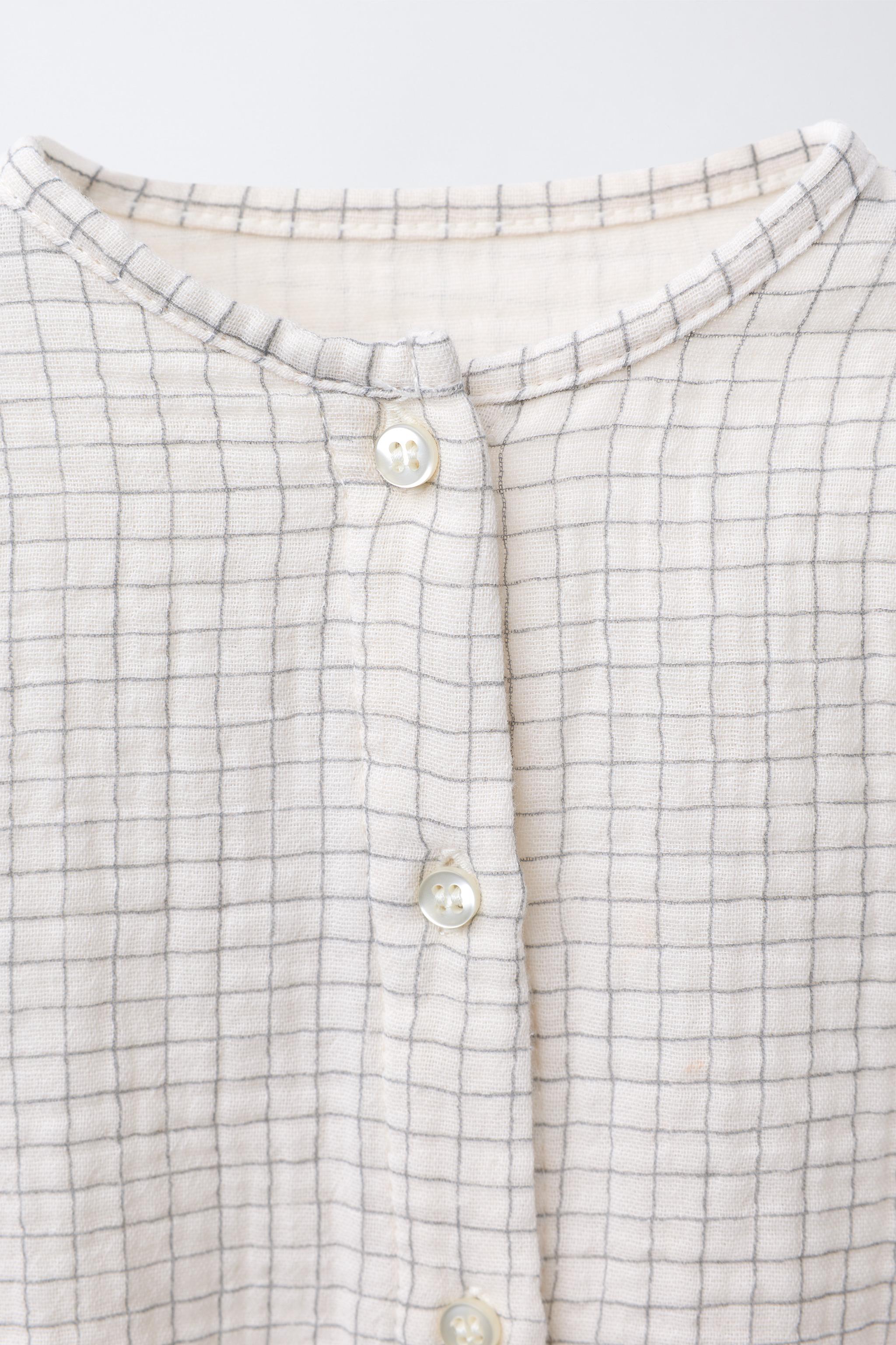 CHECK COTTON GAUZE BODYSUIT